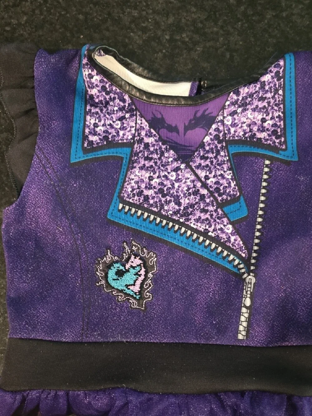 Disney Descendants Purple Layered Party Dress with Teal Trim